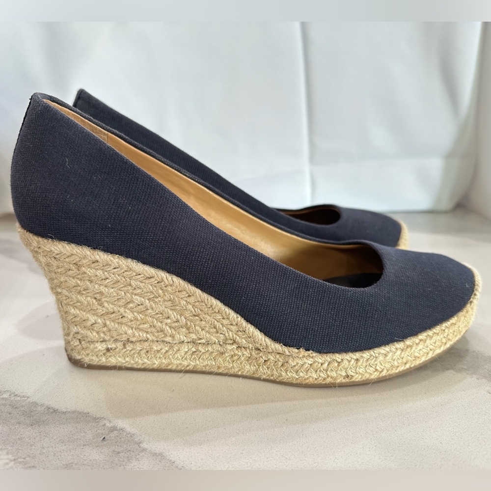 J Crew Womens Navy Blue Espadrille Wedges 9.5
